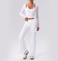 Women's V-Neck Wrap Top & High Waist Yoga Pants Set | Windia