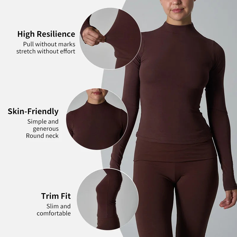 Women's Cotton-Spandex Long-Sleeve Fitted Tee