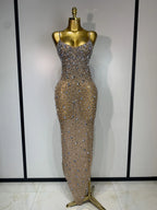 Rhinestone Mesh Evening Gown | Windia