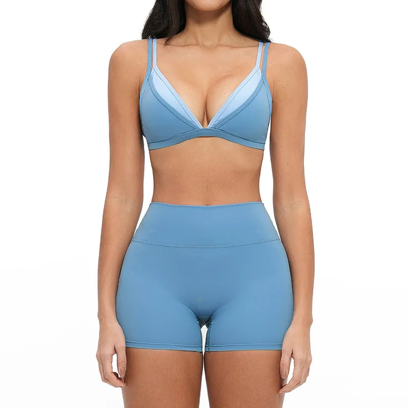 Y2K Contrast Colour Women's Yoga Set – High Waist Gym & Fitness Activewear