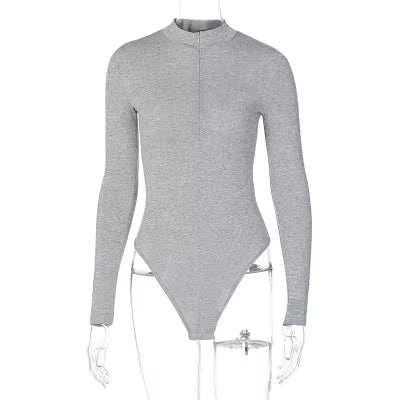 Women's Mock-Neck Zip Stretch Bodysuit
