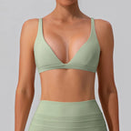 High Support Sports Bra for Women – Deep V Wireless Yoga & Gym Bra