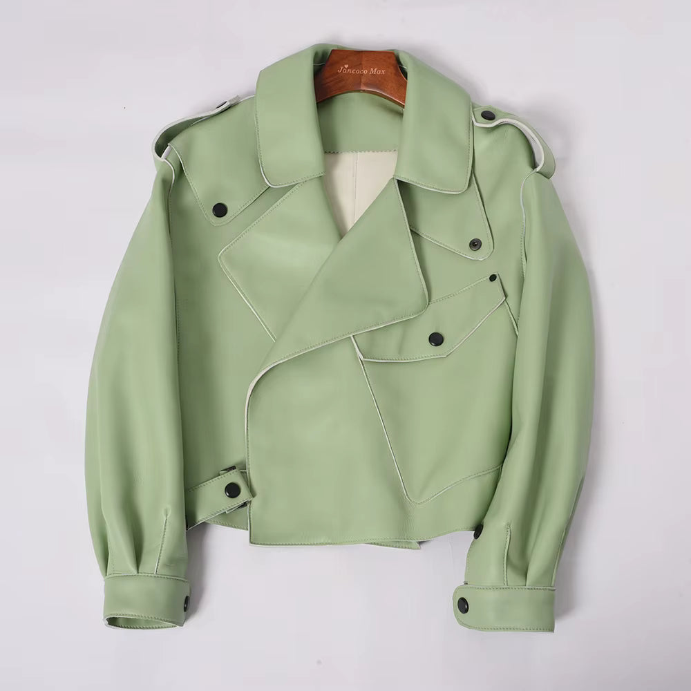 Sheepskin Leather Bomber Jacket - Windia