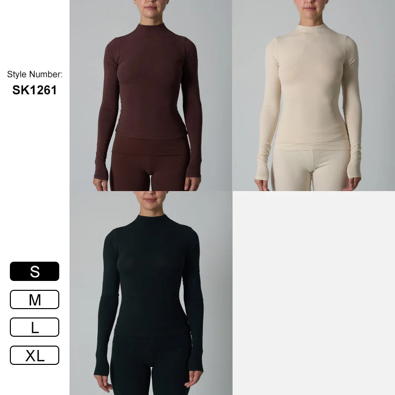 Women's Cotton-Spandex Long-Sleeve Fitted Tee