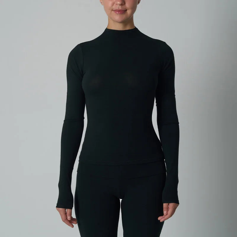 Women's Cotton-Spandex Long-Sleeve Fitted Tee