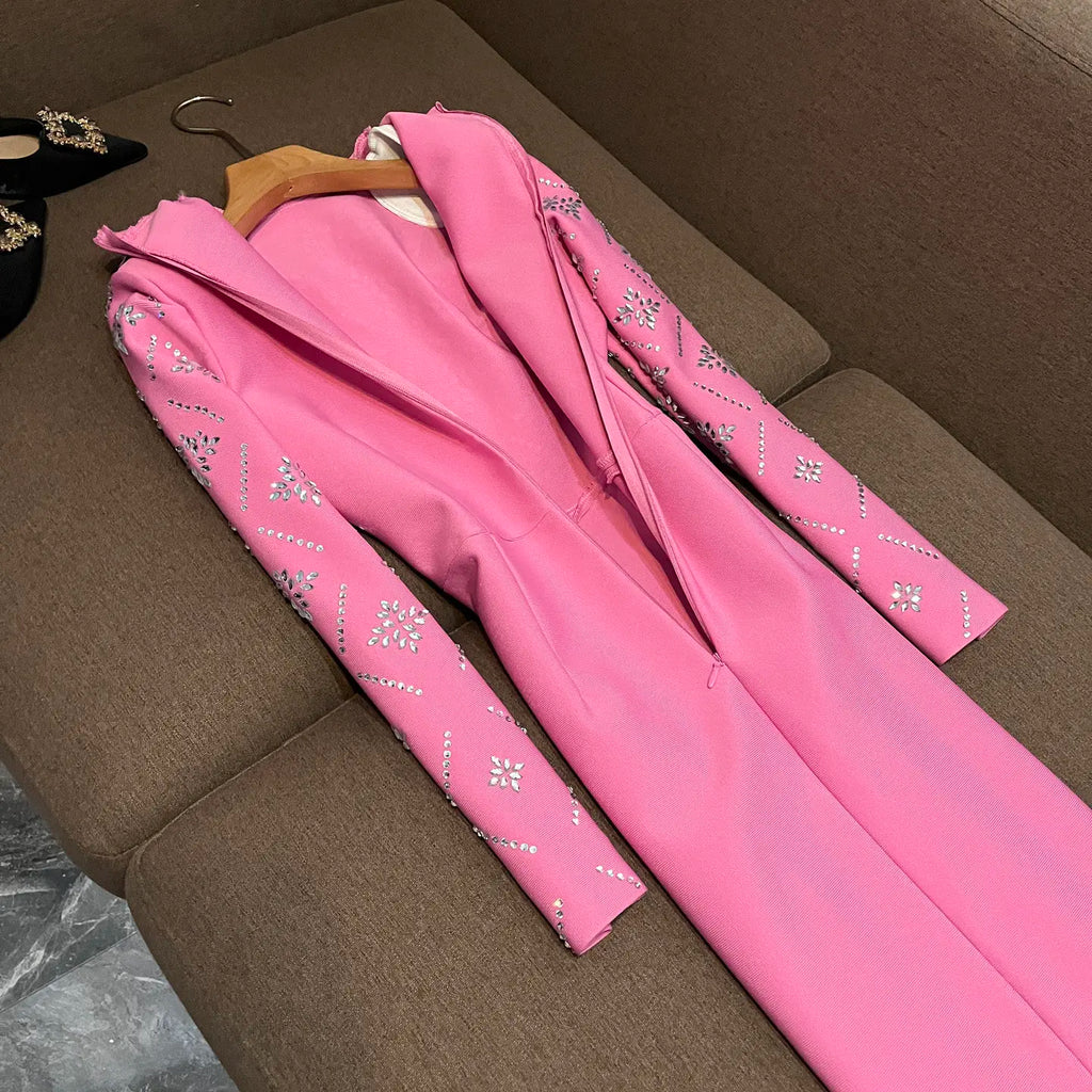 Hot Drilling Maxi Dress | Long Sleeve Party Dress for Women