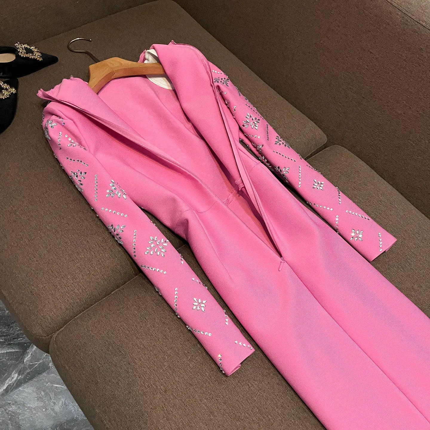 Hot Drilling Maxi Dress | Long Sleeve Party Dress for Women