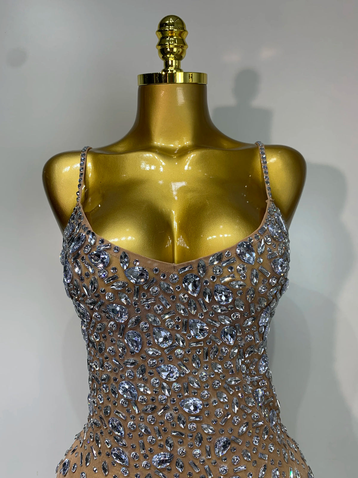 Women's Rhinestone Mesh Bodycon Evening Gown