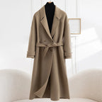 Women's Long Wool Coat | Double-Breasted V-Neck | Windia