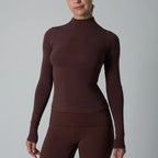 Women's Cotton-Spandex Long-Sleeve Fitted Tee