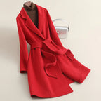 Women's Cashmere Wool Coat | Elegant Long Double-Sided Spring Coat