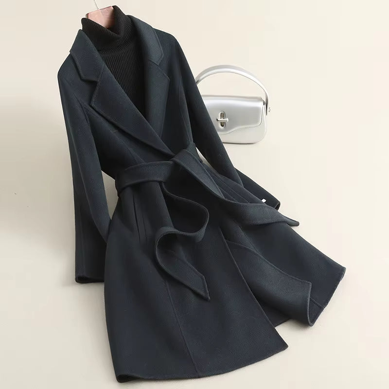 Women's Cashmere Wool Coat | Elegant Long Double-Sided Spring Coat
