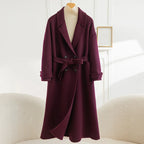 Women's Long Wool Coat | Double-Breasted V-Neck | Windia