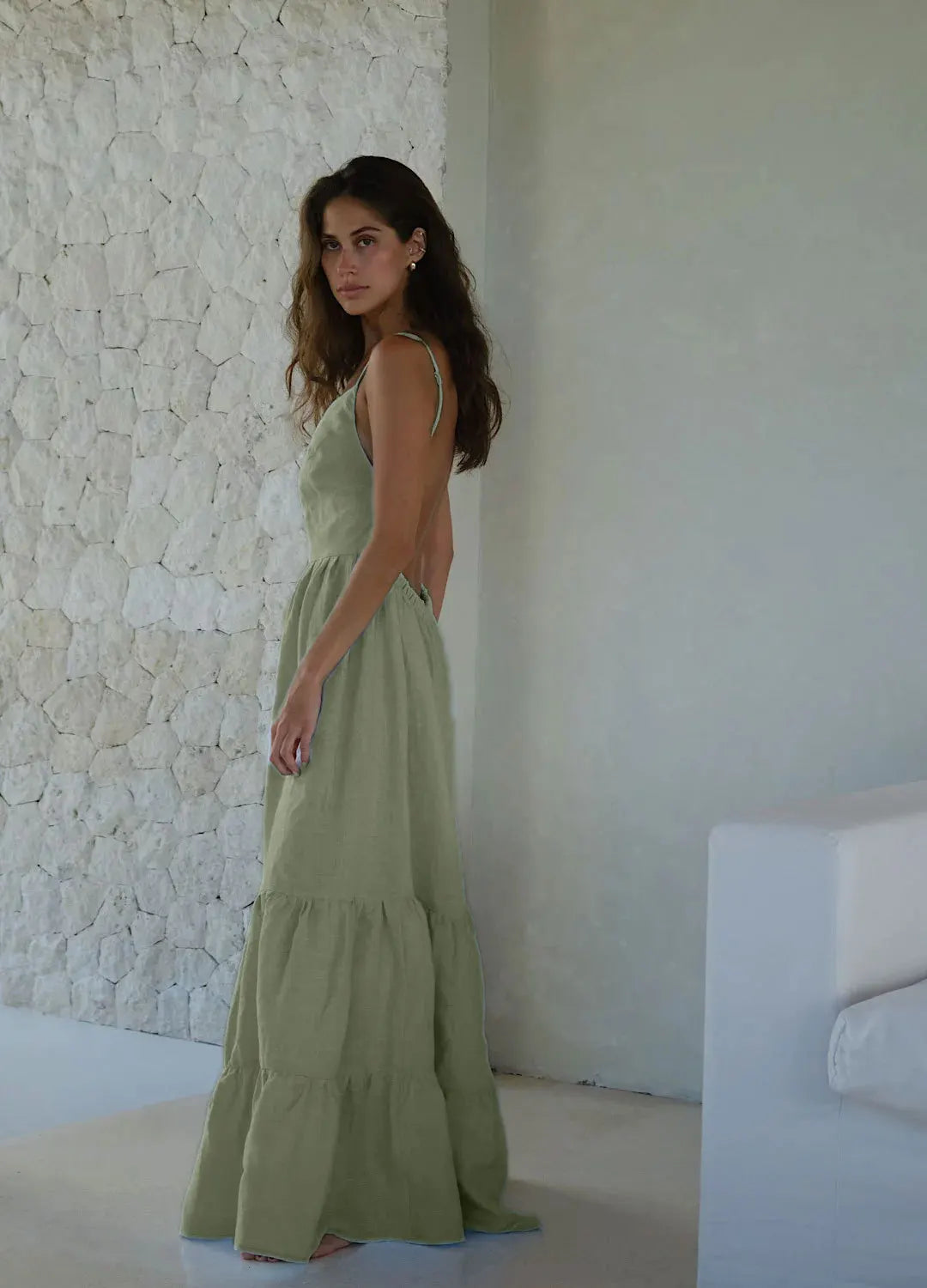 Damen ärmelloses Maxikleid aus Baumwolle | Böhmisches Strandkleid für den Urlaub