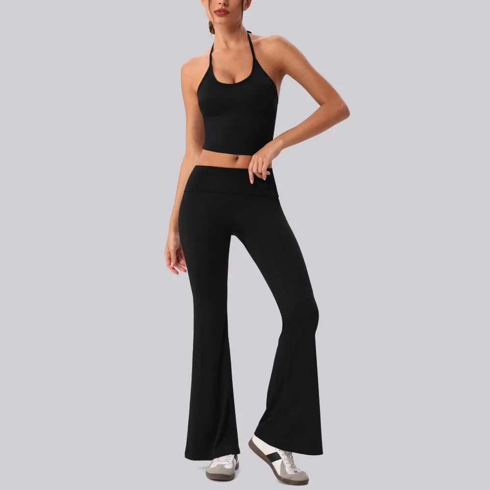 Women's V-Neck Wrap Top & High Waist Yoga Pants Set | 2 & 3-Piece Gym Outfit