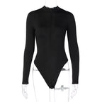 Women's Mock-Neck Zip Stretch Bodysuit