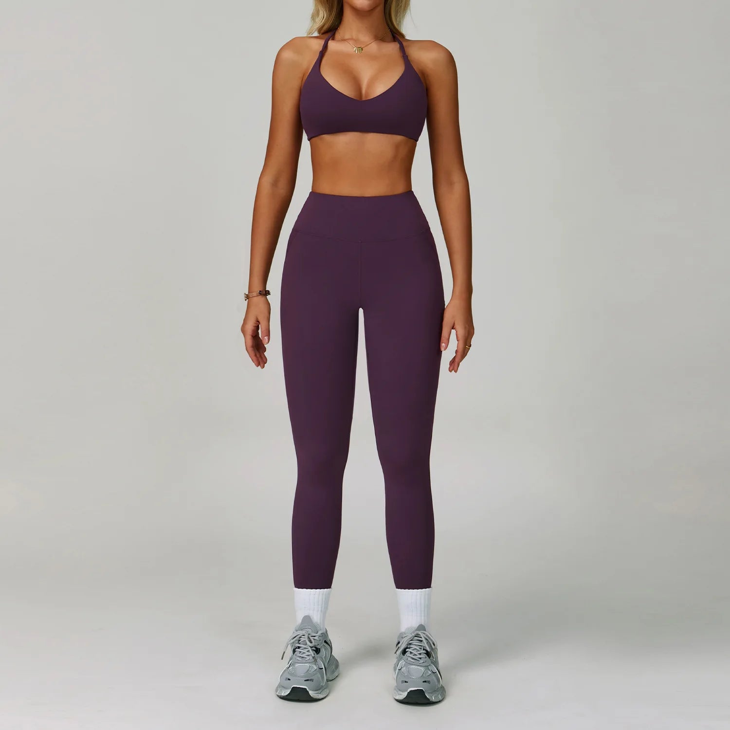 Beautiful Back Sports Bra & Flare Legging Set – Women's Nude Feel 2-Piece Gym Set