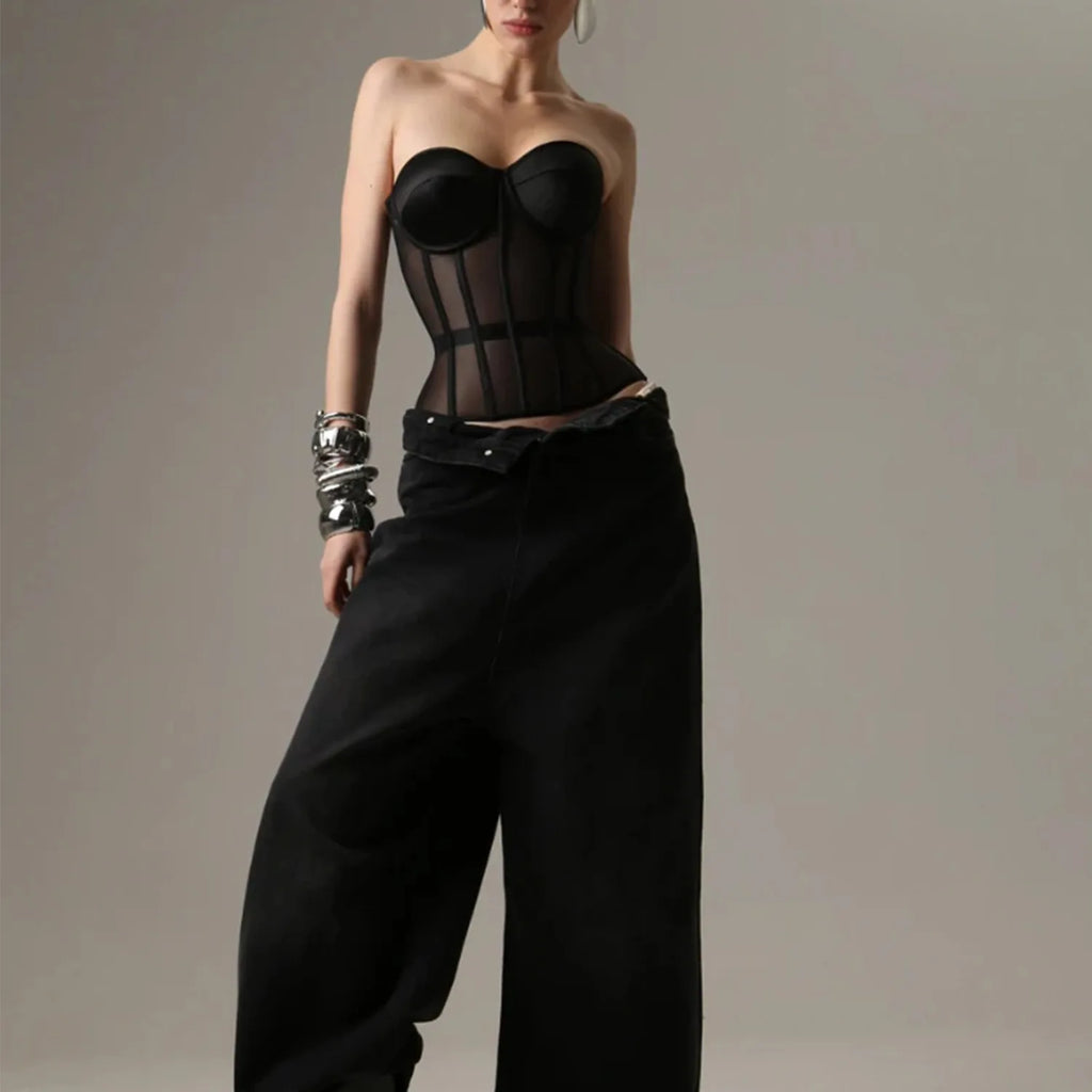 Women's Mesh Corset Top with Padded Cups | Windia