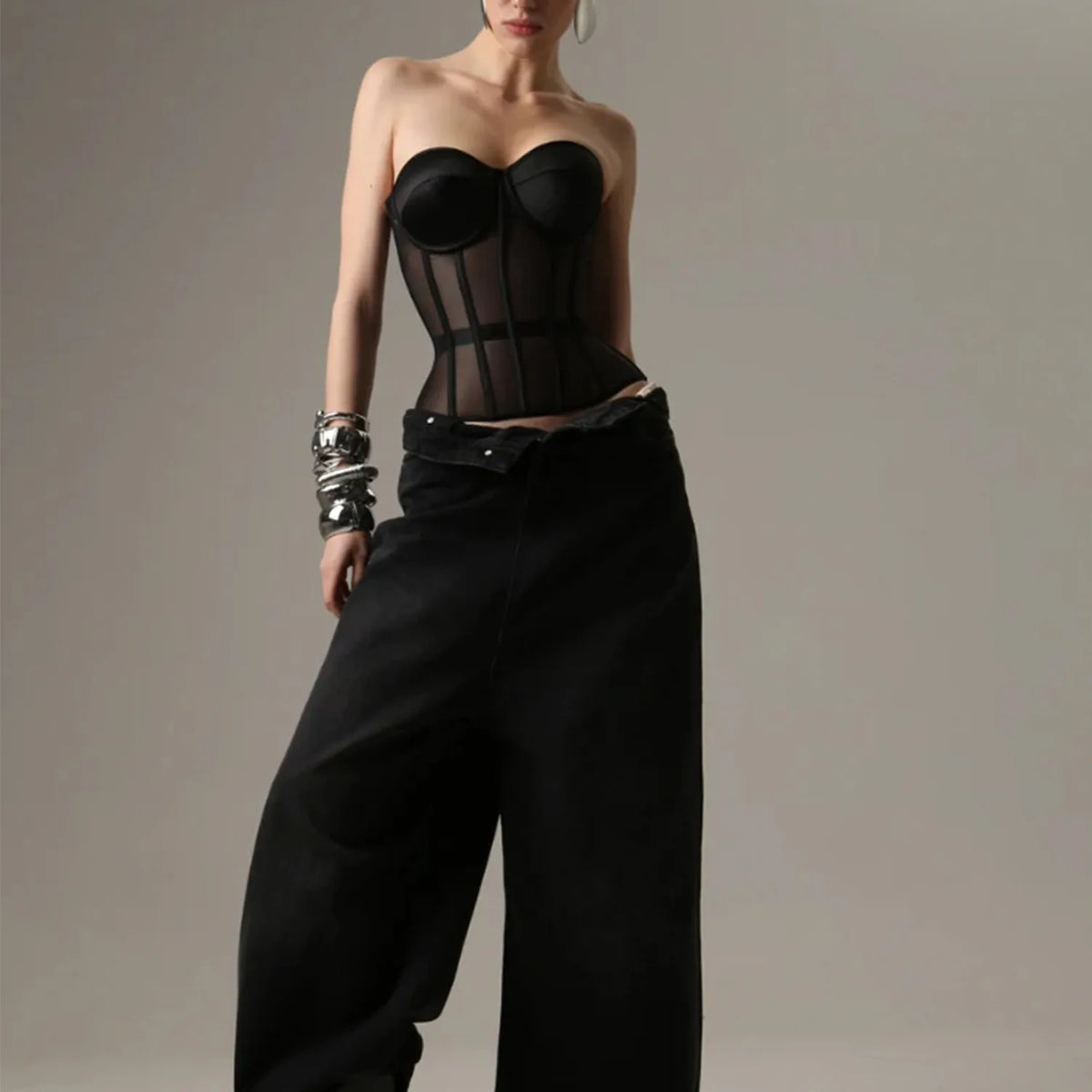Women's Mesh Corset Top with Padded Cups | Windia