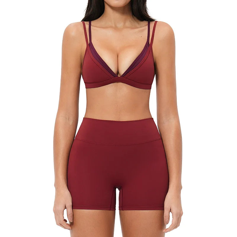 Y2K Contrast Colour Women's Yoga Set – High Waist Gym & Fitness Activewear