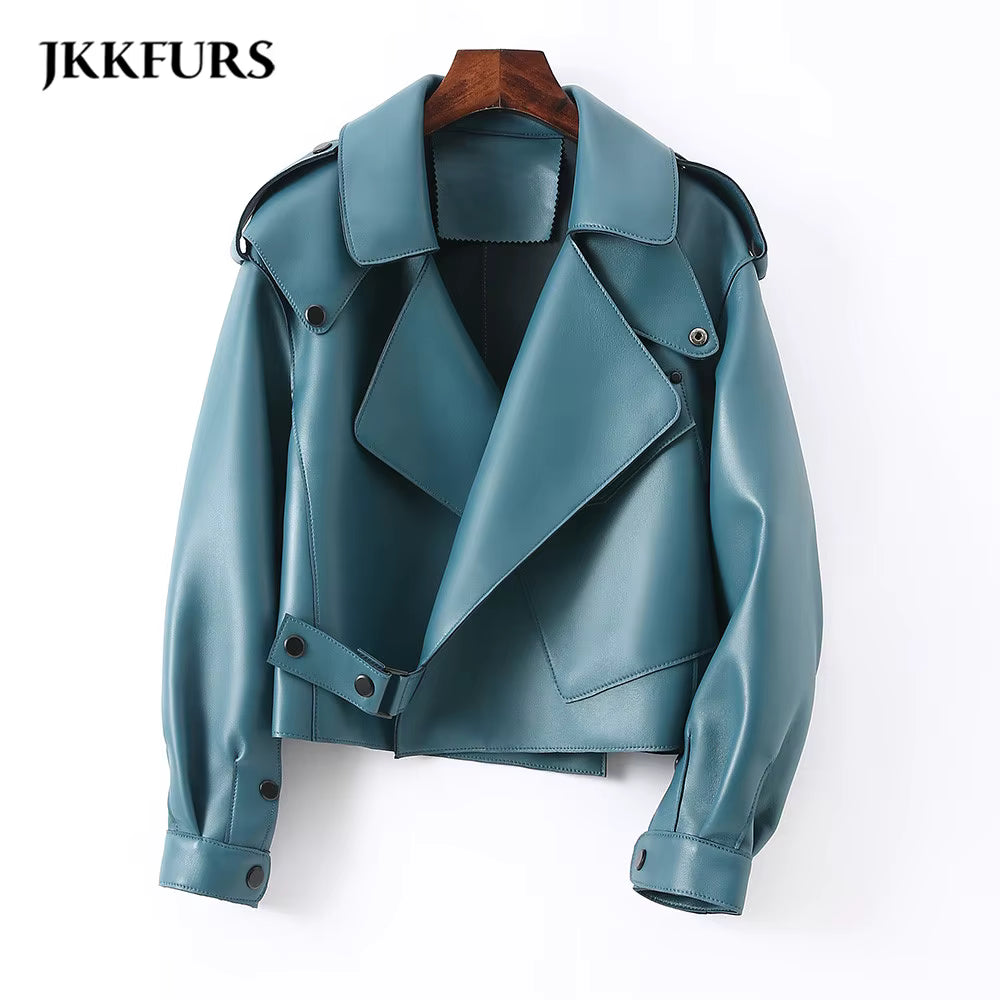 Sheepskin Leather Bomber Jacket - Windia