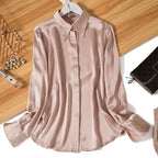 Women's Silk Satin Shirt | Long Sleeve Loose Blouse