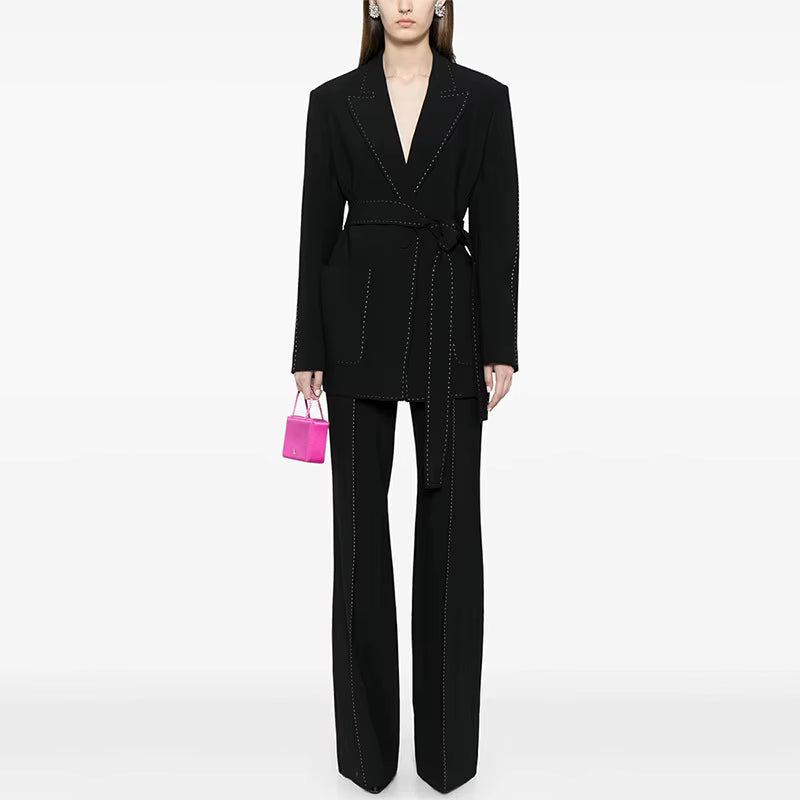 Women's Formal Blazer & Pants Set — Long Sleeve Office Suit - Windia