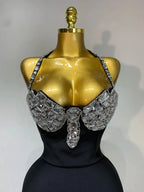 Black Embellished Bodycon Party Dress | Windia