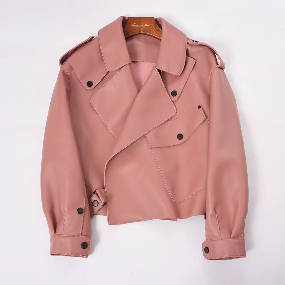 Sheepskin Leather Bomber Jacket - Windia