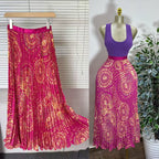 Women's Vintage High Waist Pleated Midi Skirt