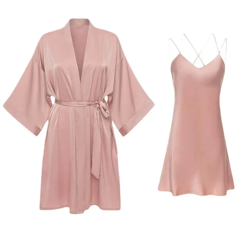 Heißer Verkauf Hohe Qualität Benutzerdefinierte Feste Pyjama Set Damen Seidenschlafanzug Roben Set für Frauen Robe 2-teiliges Set