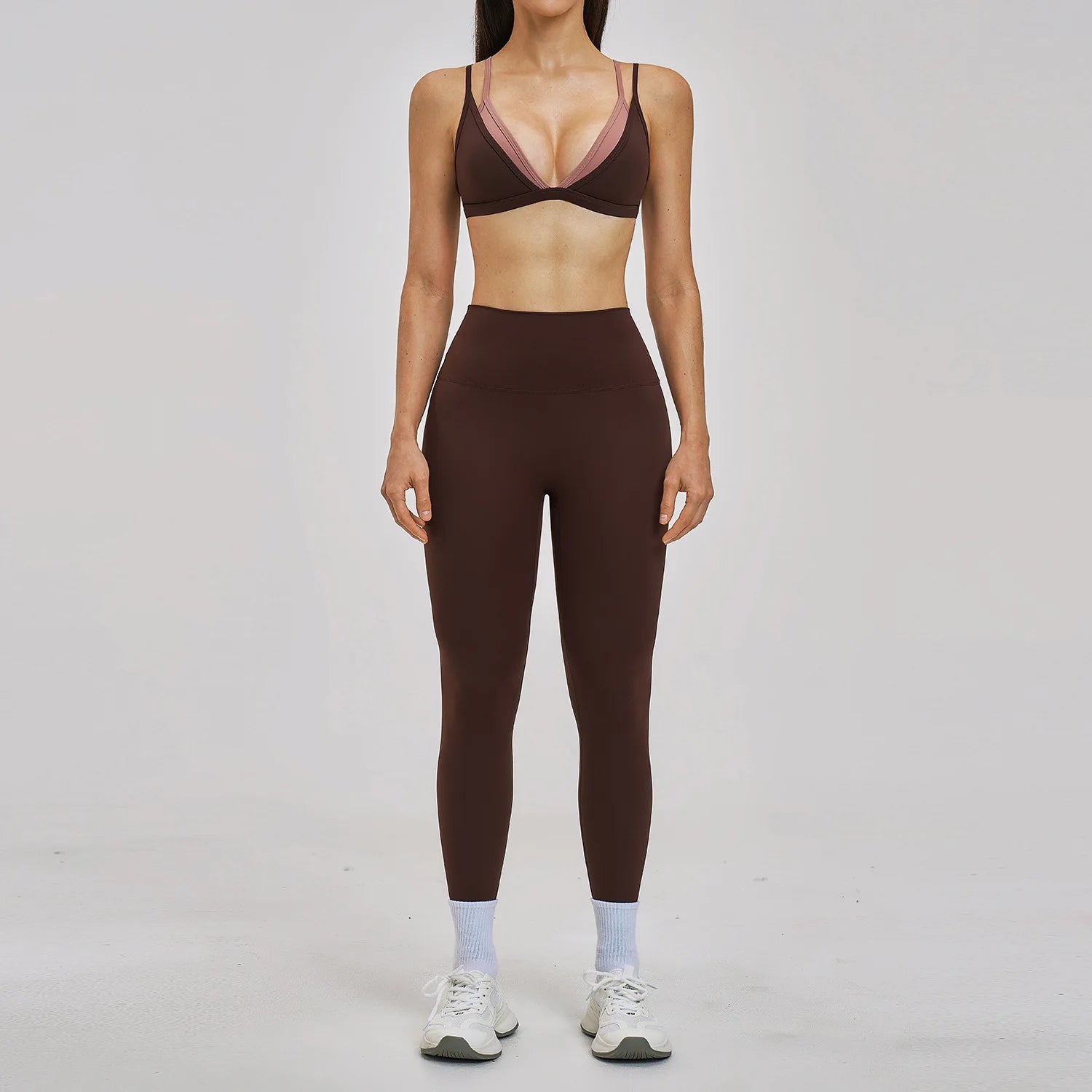 Y2K Contrast Colour Women's Yoga Set – High Waist Gym & Fitness Activewear