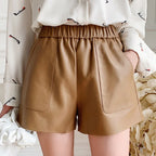 Women's Sheepskin Leather Wide-Leg Shorts