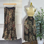 Women's Vintage High Waist Pleated Midi Skirt
