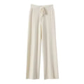 Women's 100% Wool Wide Leg Pants – High Waist Knit Trousers