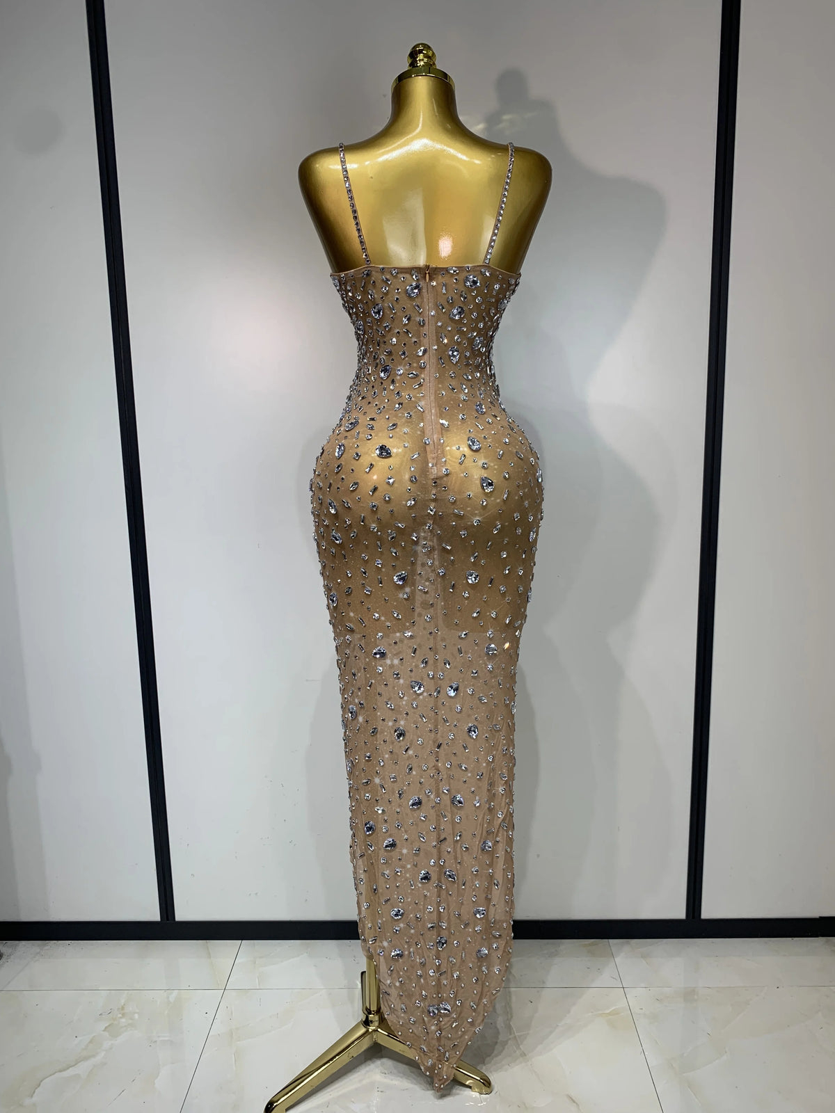 Rhinestone Mesh Evening Gown | Windia