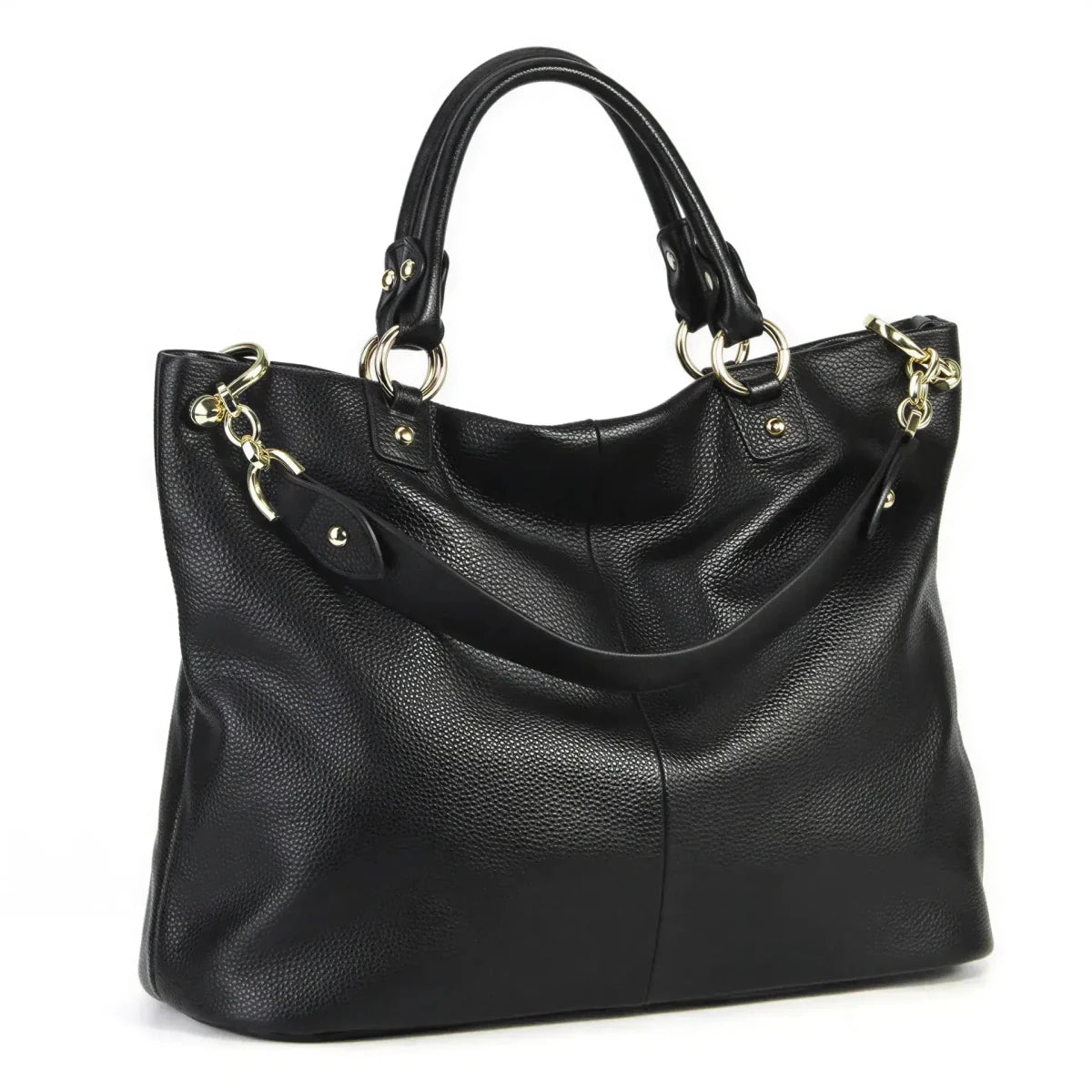 Leather Shoulder Tote Bag – Big Capacity Luxury Ladies Handbag Black | Windia