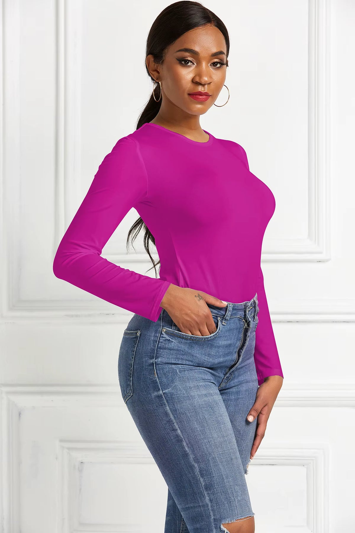 Women's Long-Sleeve Bodycon Jumpsuit