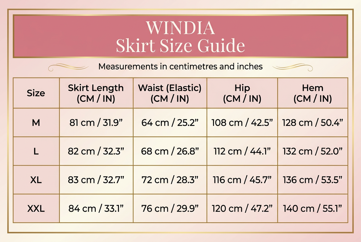 Shop Women's Linen A-Line Midi Skirt | Size Chart | Windia