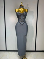 Women's Lavender Strapless Beaded Bandage Party Dress | Windia
