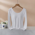 Women's Long-Sleeve Top with Built-In Bra