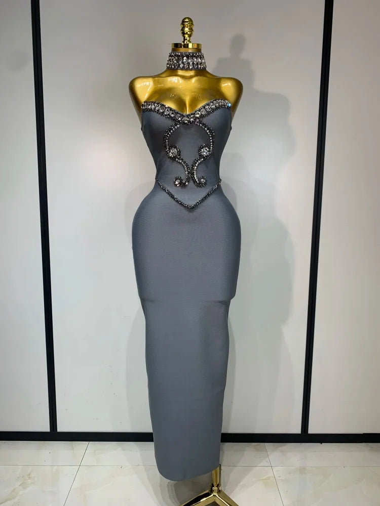 Women's Lavander Strapless Beaded Bandage Party Dress | Windia