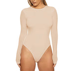Women's Silk Bodysuit Long Sleeve Jumpsuit – Skinny Fit Romper