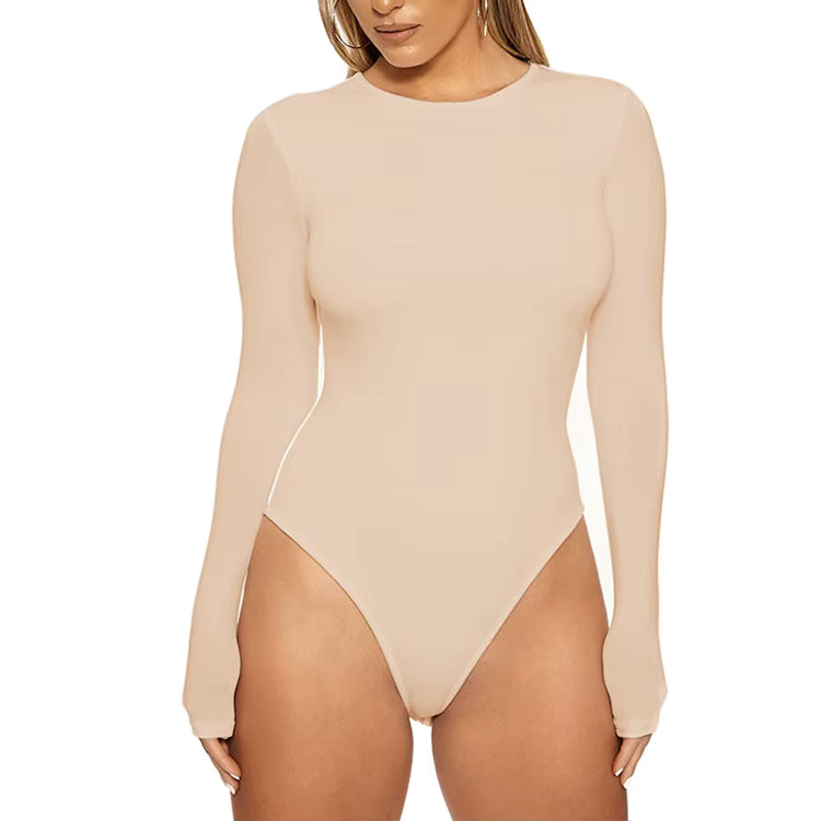 Women's Silk Bodysuit Long Sleeve Jumpsuit – Skinny Fit Romper