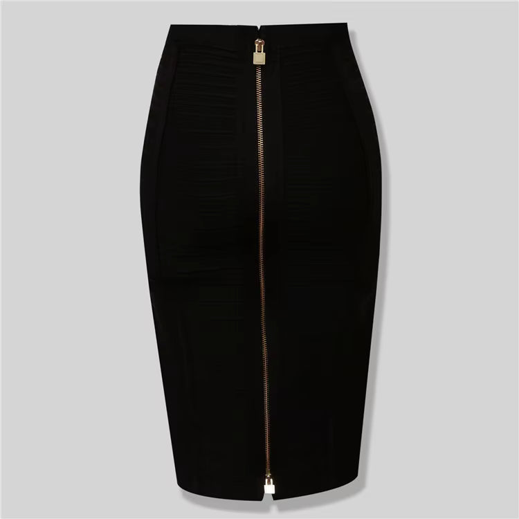 Women's High-Waist Stretch Midi Skirt