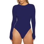 Women's Silk Bodysuit Long Sleeve Jumpsuit – Skinny Fit Romper