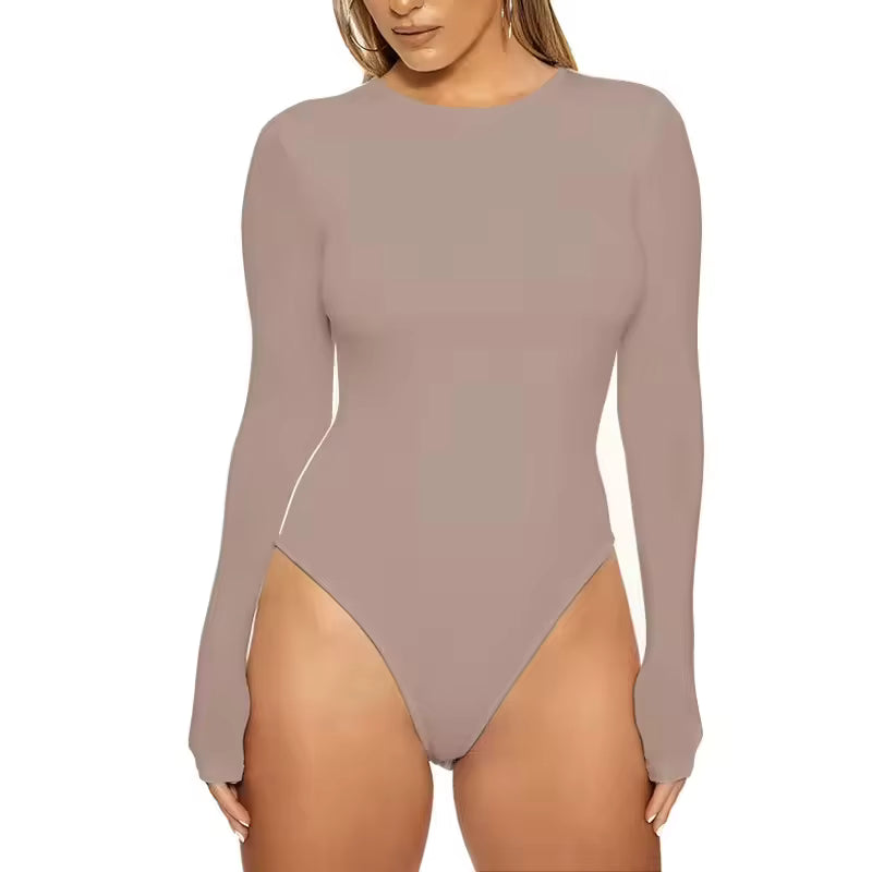 Women's Silk Bodysuit Long Sleeve Jumpsuit – Skinny Fit Romper