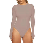 Women's Silk Bodysuit Long Sleeve Jumpsuit – Skinny Fit Romper