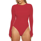 Women's Silk Bodysuit Long Sleeve Jumpsuit – Skinny Fit Romper