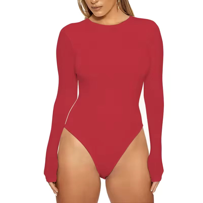 Women's Silk Bodysuit Long Sleeve Jumpsuit – Skinny Fit Romper